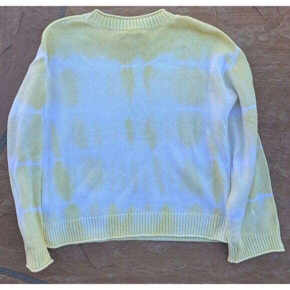 Elizabeth and James Sweater Womens M Yellow White Tie Dye Pull Over LS - Picture 2 of 3